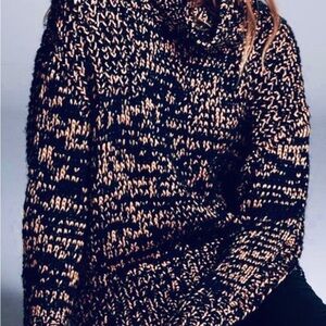 Rag & Bone Black and Tan Cowl Neck Sweater